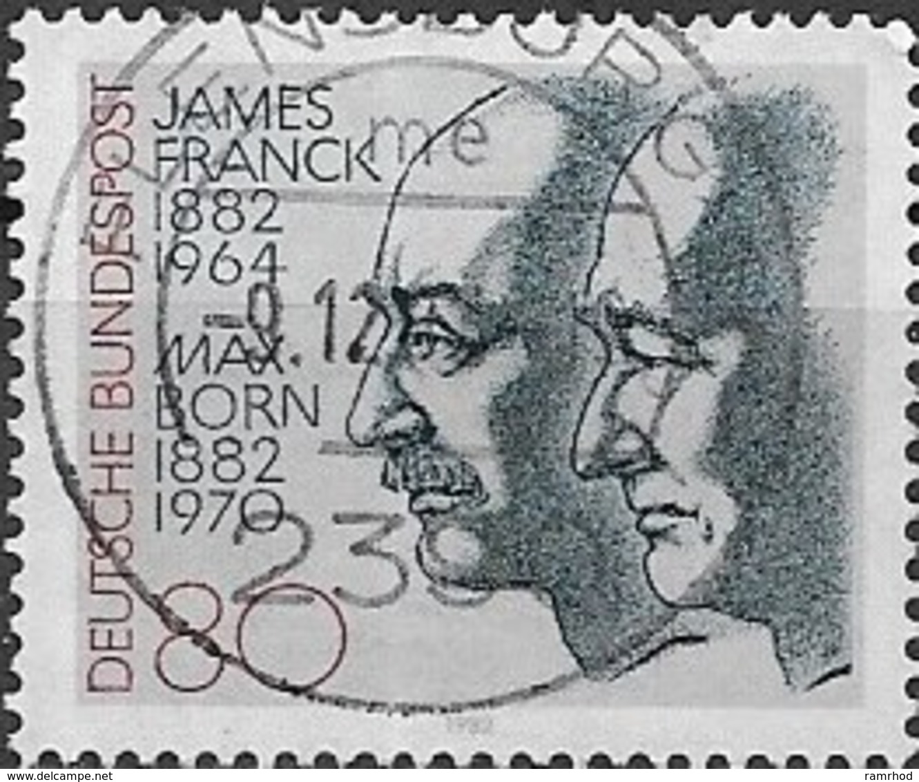 GERMANY 1982 Birth Centenaries Of James Franck And Max Born (physicists And Nobel Prize Winners) - 80pf Franck & Born FU - Usati