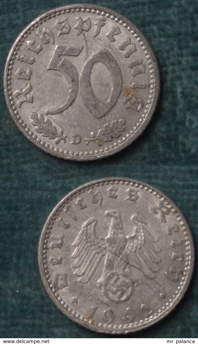 M_p> Germania  50 Reichspfenning 1942 Zecca D - Alluminio - 50 Reichspfennig