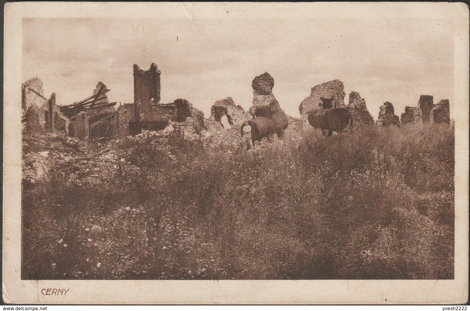 Allemagne / France 1915. Carte Postale De Franchise Militaire. Cerny-en-Laonnois, Aisne. Cuves De Brassage, Brasserie - Bières