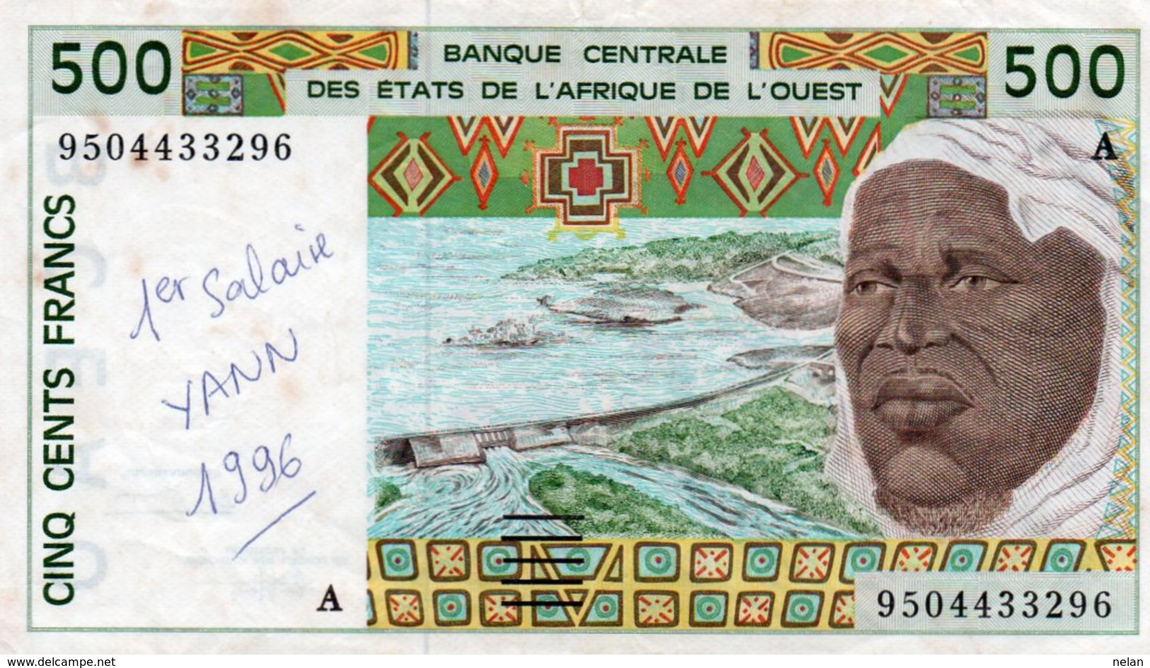 WEST AFRICAN STATES 500 FRANCS 1995 P-110Ae XF(SCRITTA)-A For Cote D'Ivoire (Ivory Coast) - West African States