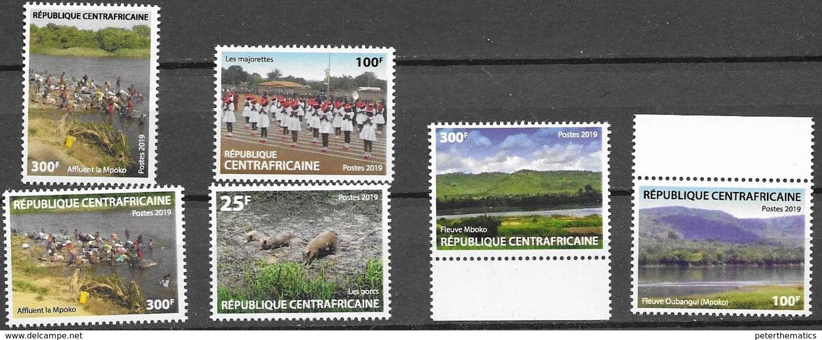 CENTRAL AFRICAN REPUBLIC, CAR, 2019, MNH,DEFINITIVES, PIGS, RIVERS, MOUNTAINS, CHEERLEADERS, 6v - Other & Unclassified