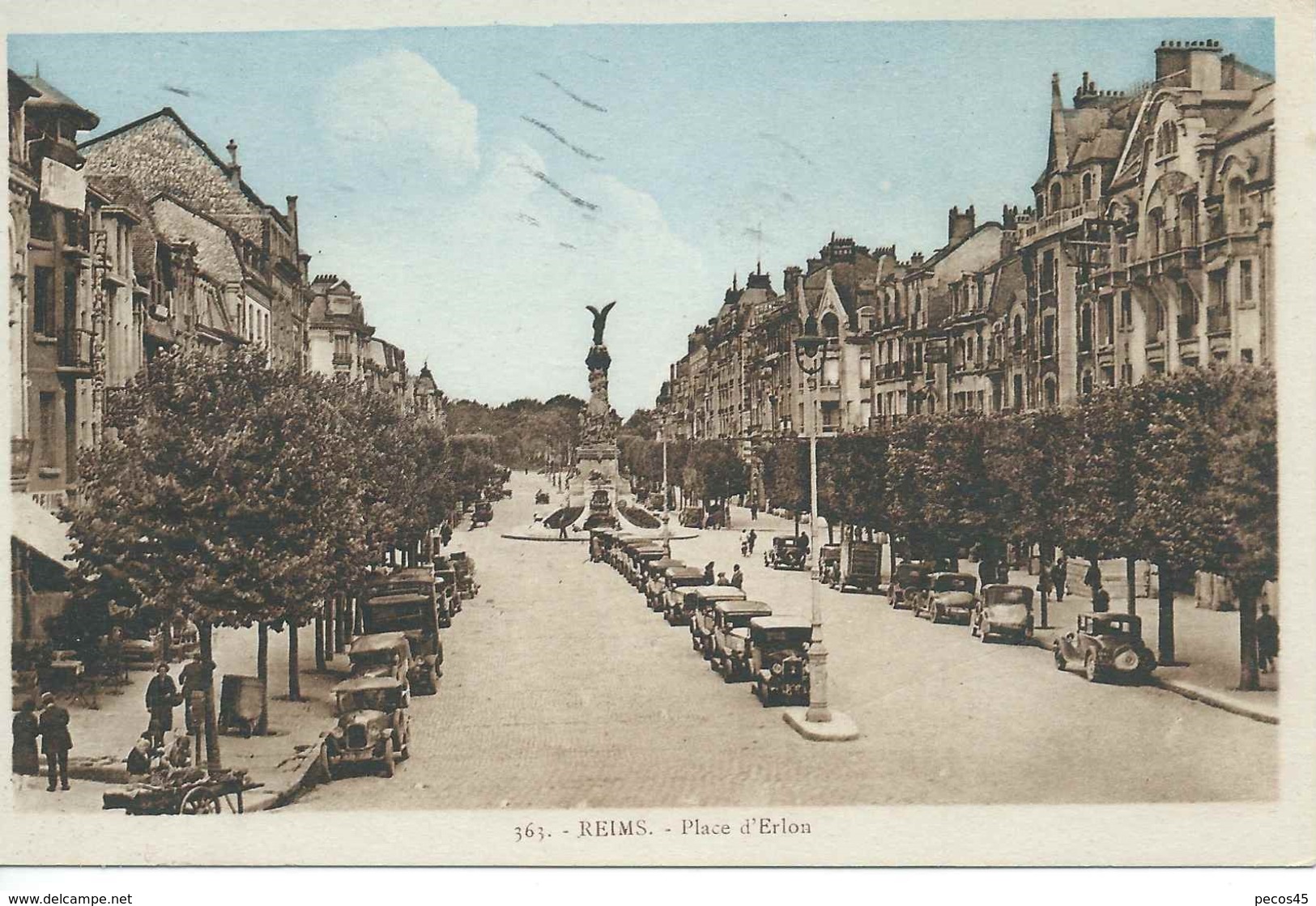 C.P.A. : REIMS (51) - Place D'Erlon - Carte Animée Avec Voitures Automobiles. - Reims