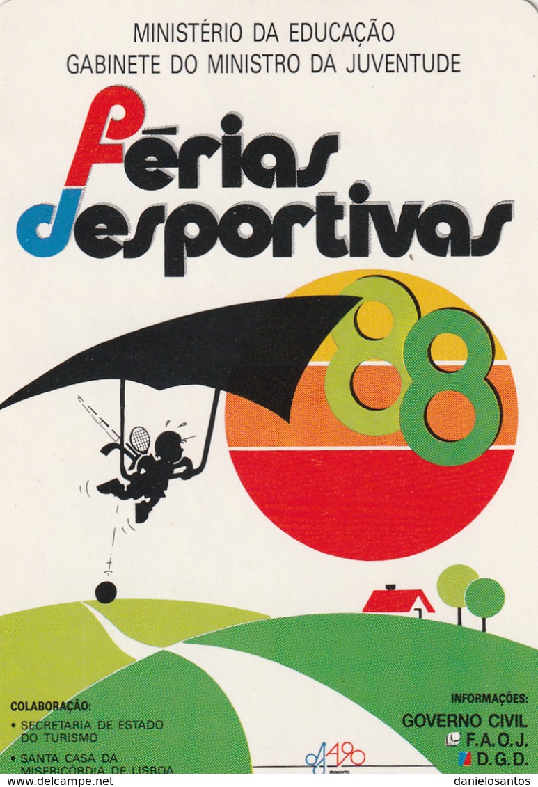 1988 Pocket Calendar Calandrier Calendario Portugal Crainças Children Les Enfants Ninos Ferias Desportivas - Grand Format : 1981-90