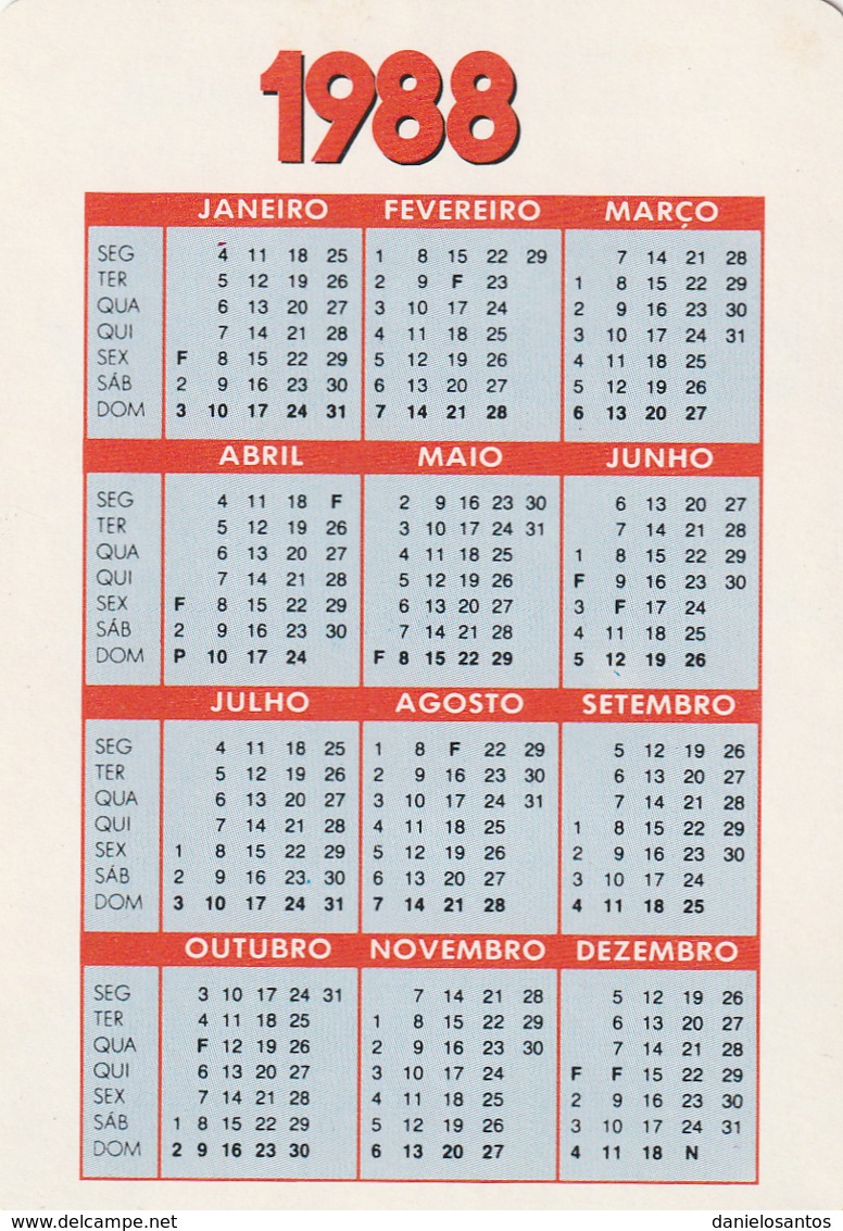 1988 Pocket Calendar Calandrier Calendario Portugal Crainças Children Les Enfants Ninos Ferias Desportivas - Grand Format : 1981-90