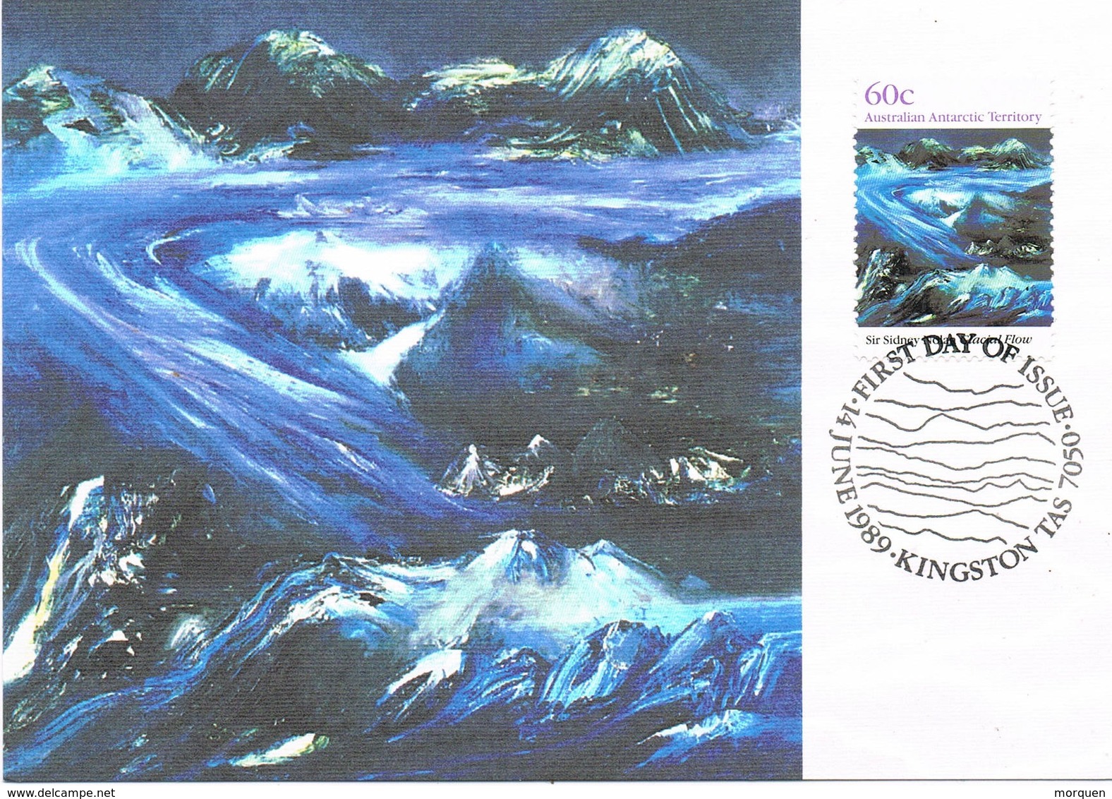 36261. Tarjeta Maxima KINGSTON (Australia) 1989. Australia ANTARCTIC Territory. Glaciar FLOW - Cartoline Maximum