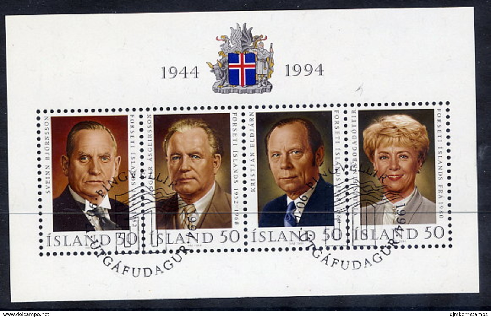 ICELAND 1994 50th Anniversary Of The Republic Block  Cancelled.  Michel Block 16 - Usati