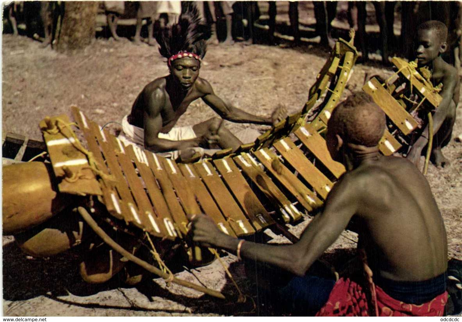 CPSM Grand Format L'AFRIQUE EN COULEURS  Joueurs De Balafon RV Beau Timbre 40f Cote D'Ivoire - Côte-d'Ivoire