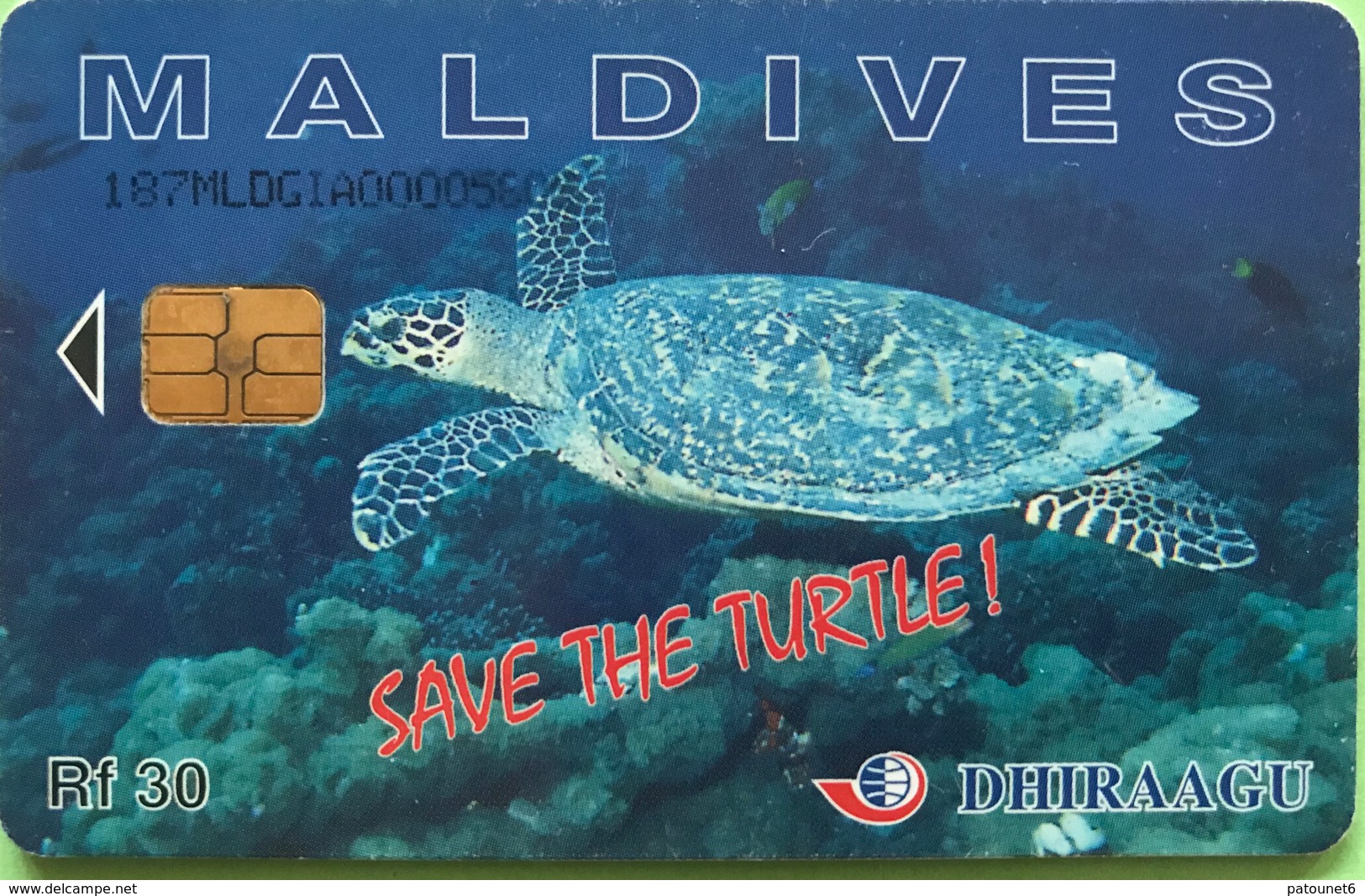 MALDIVES  -  Phonecard  -  DHIRAAGU  -  Save The Turtle  -  Rf  100 - Maldive