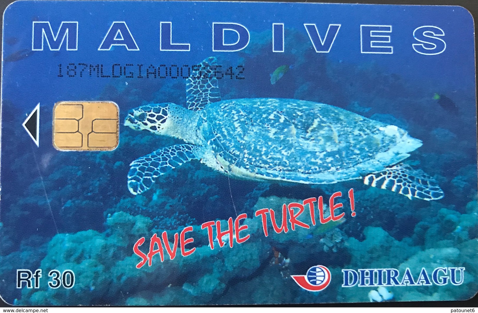 MALDIVES  -  Phonecard  -  DHIRAAGU  -  Save The Turtle  -  Rf 30 - Maldiven