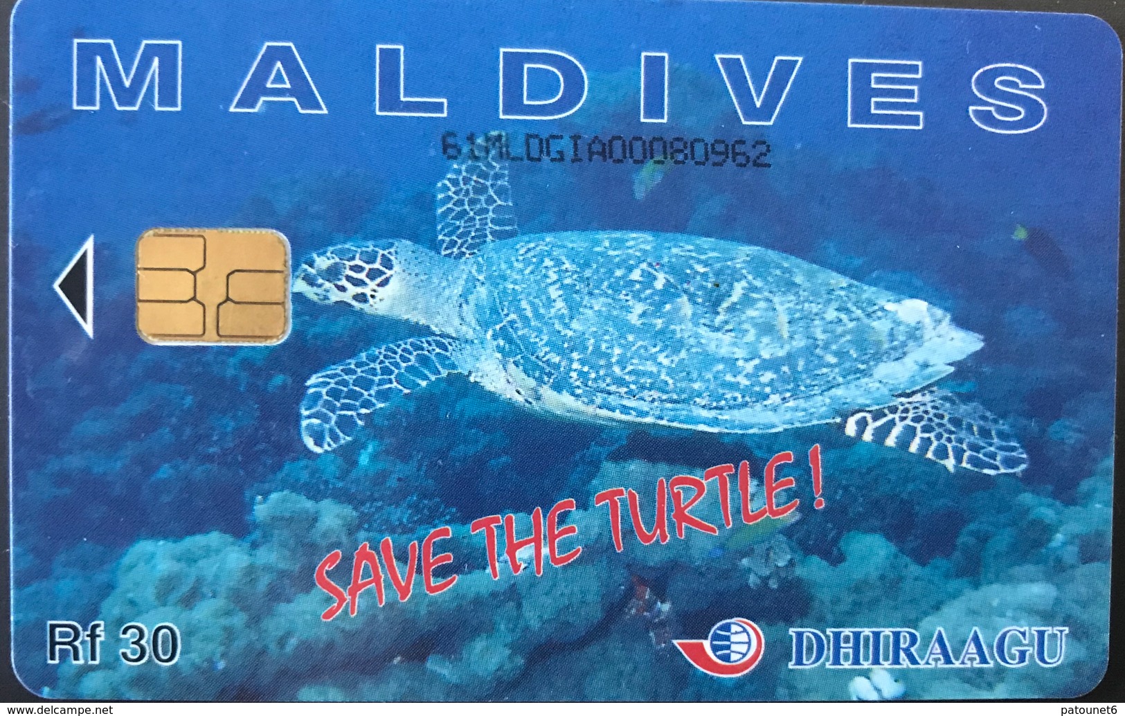 MALDIVES  -  Phonecard  -  DHIRAAGU  -  Save The Turtle  -  Rf 30 - Maldive