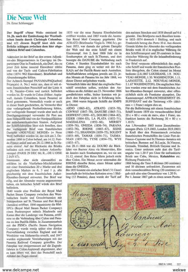 Postgeschichtliche Informationen Mittel- Und Südamerika Ab 1840, Auf 7 DIN A 4 Seiten - Filatelia E Storia Postale