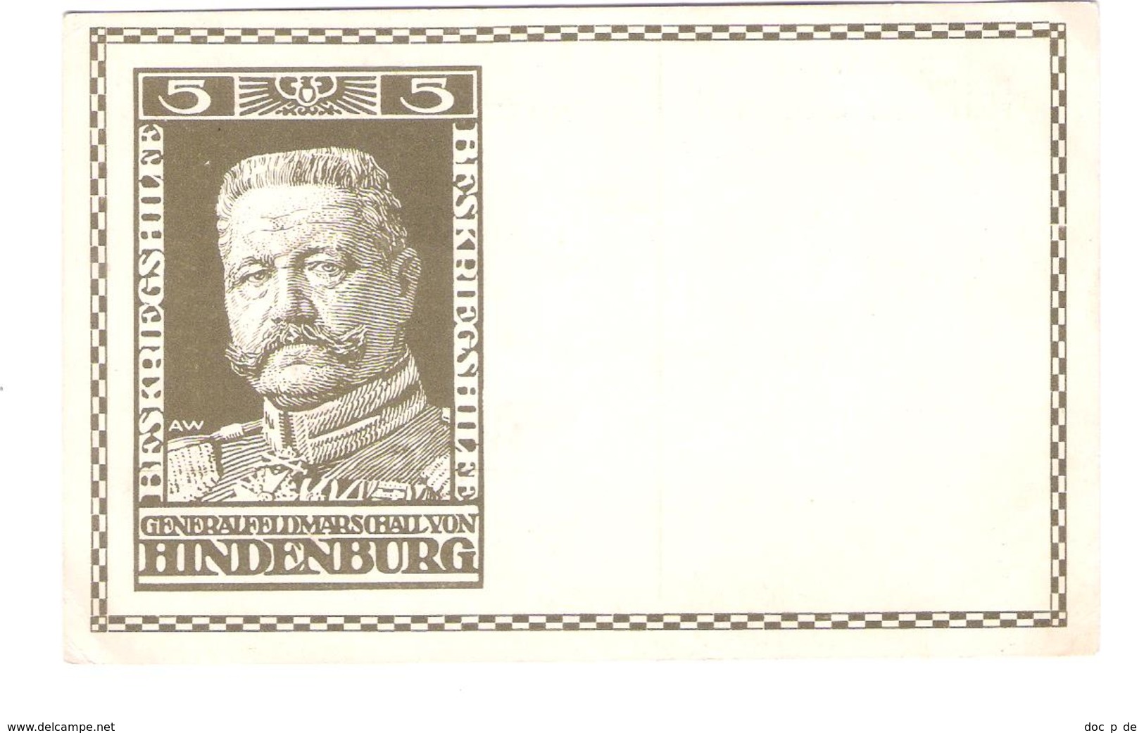 Germany - WW1 - Generalfeldmarschall Paul Von Hindenburg - Kriegshilfe Der Berliner Fach Und Fortbildungsschulen - Personen