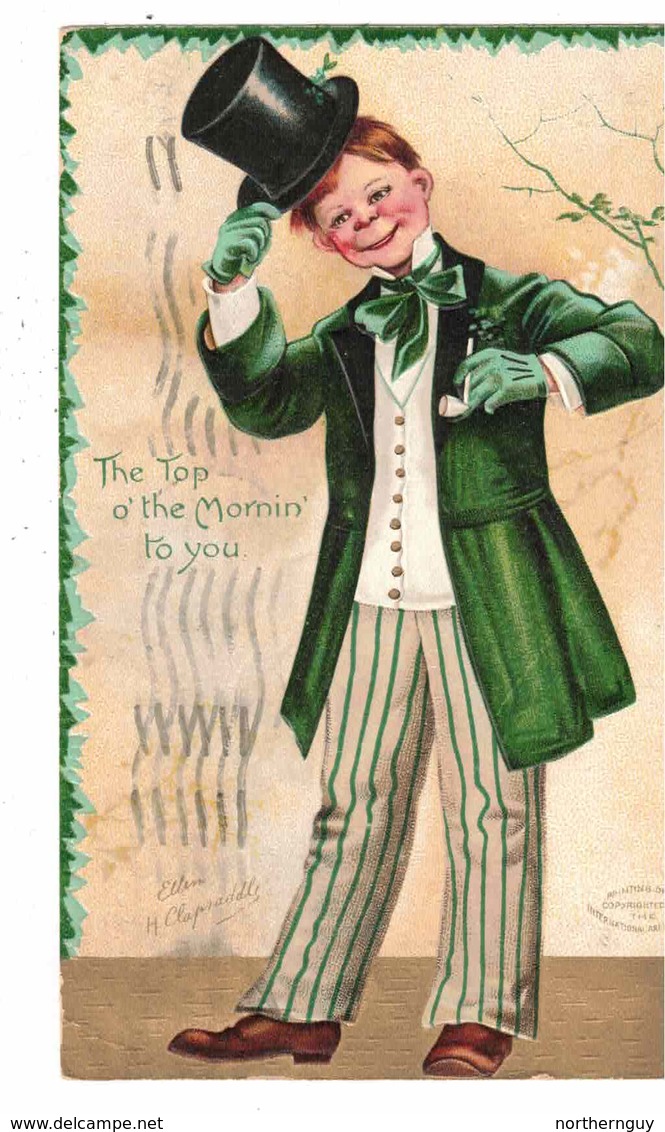 "Top Of Mornin,", St. Patrick's Day, 1909 Postcard By S/A Clapsaddle, S/R Cancel From Headford, Ontario, Canada - Clapsaddle