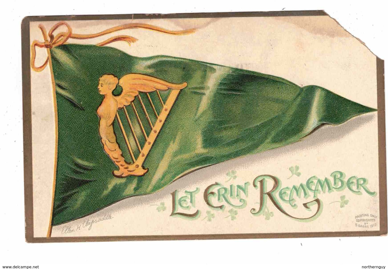 "Let Erin Remember", St. Patrick's Day, 1910 Postcard By Signed Artist Ellen Clapsaddle, AS IS - Clapsaddle