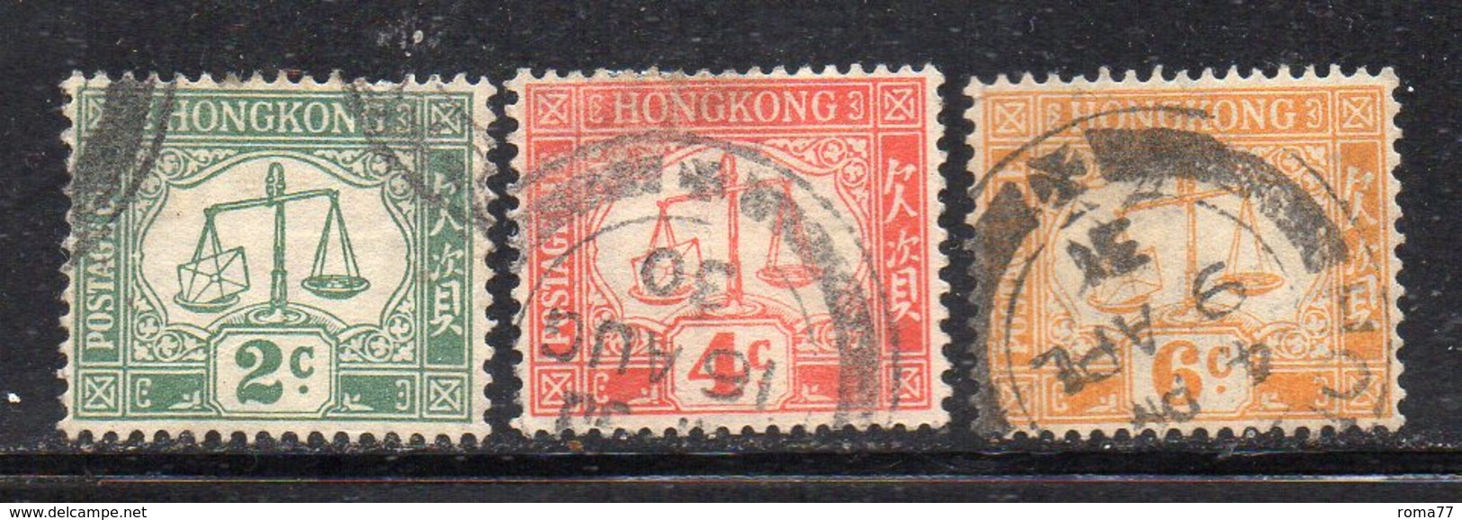 752 490 - HONG KONG 1924, Segnatasse Tre Valori Usati (M2200) - Postage Due