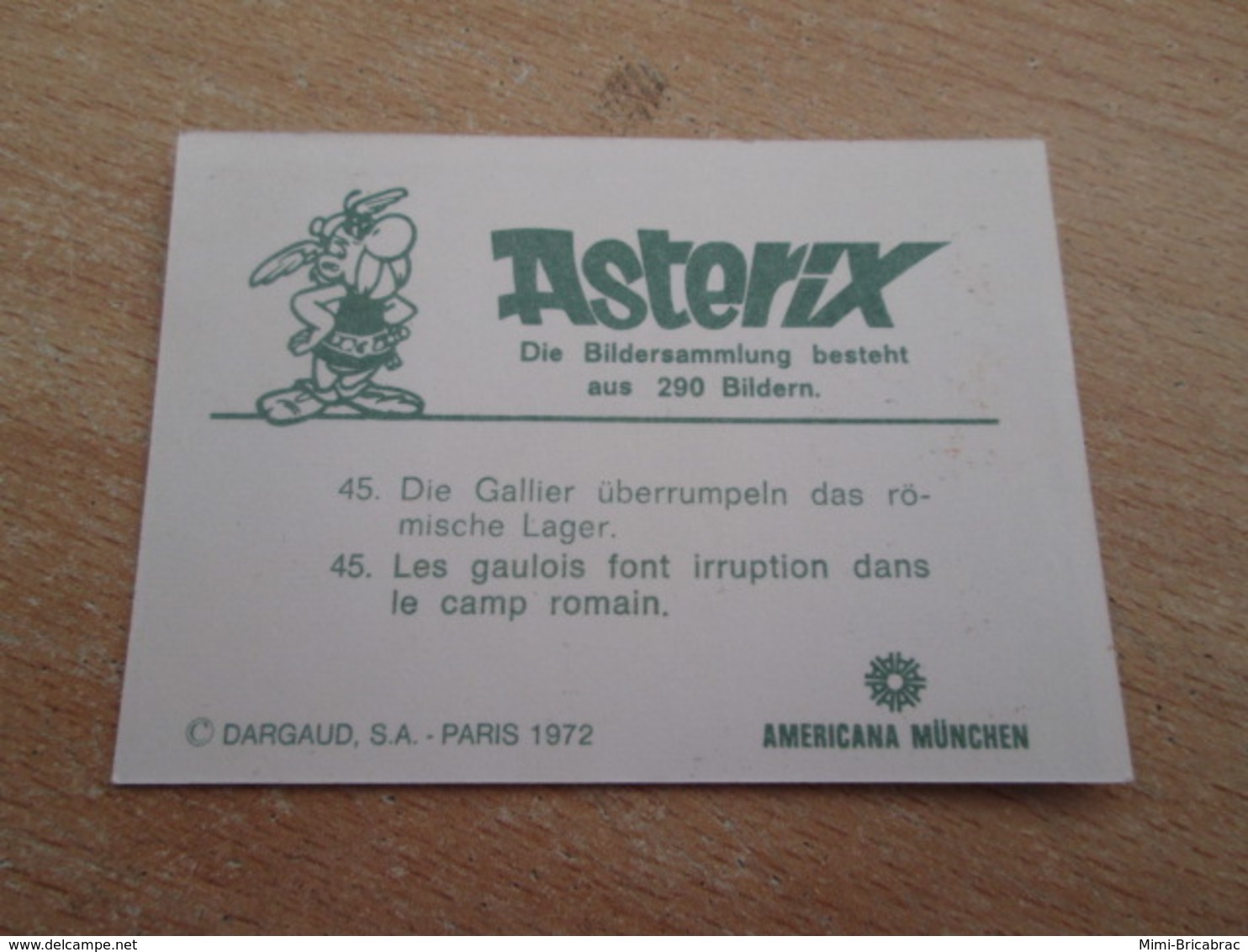 COLLECTOR Image NON Autocollante De 1972 ASTERIX AMERICANA MUNICH Genre Panini N°45 ; NEUVE - Edition Française