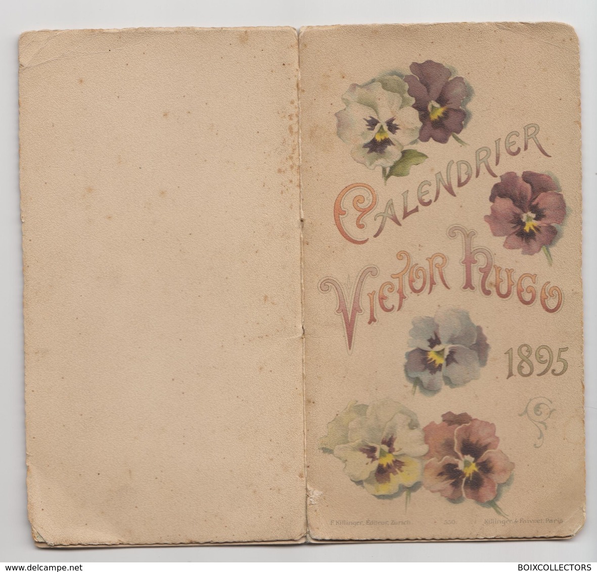 CALENDRIER VICTOR HUGO 1895 - Killinger & Faivret Paris - Petit Format : ...-1900