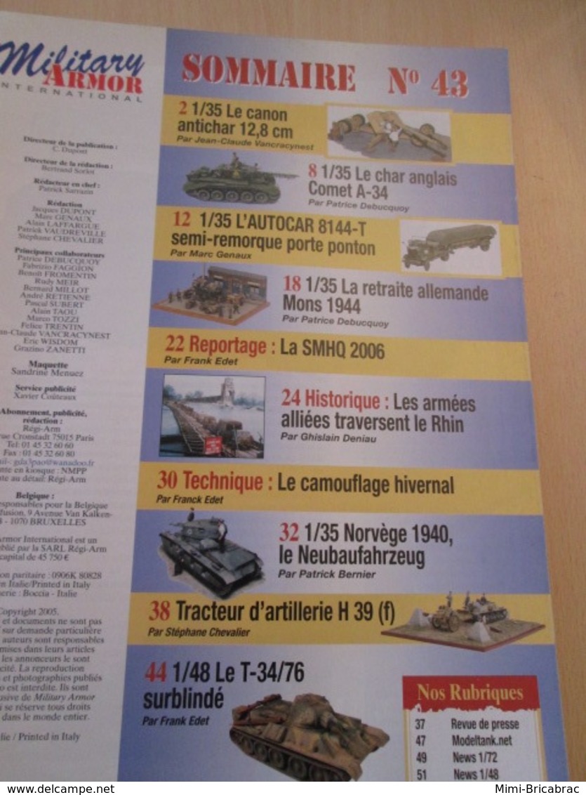 AVICOV Revue De Maquettisme Plastique MAQUETTES MILITAIRES N°43 De 2006 , Valait 5.95 €; Sommaire En Photo 3 ; TB état - France