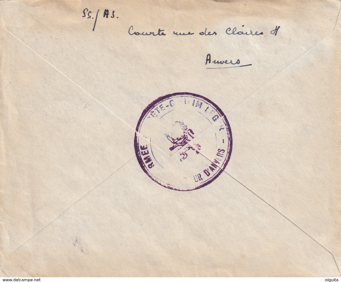 DDW800 - APRES-GUERRE 40/45 - Lettre En Franchise Cachet ARMEE SECRETE - Secteur D' Anvers - 28 III 1945 Vers BXL - Guerre 40-45 (Lettres & Documents)