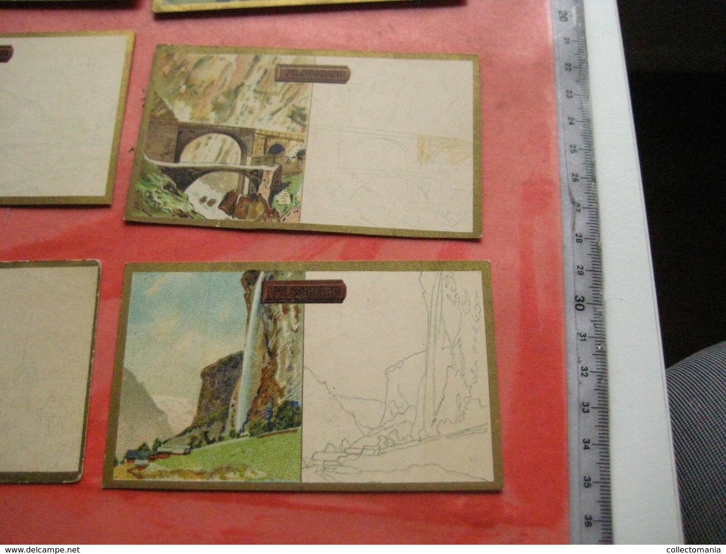 7 Cards Litho C1900 Chocolate SUCHARD Section V Nr 22 - White Part To Be Painted Similar By Child - Views From SUISSE - Verzamelingen