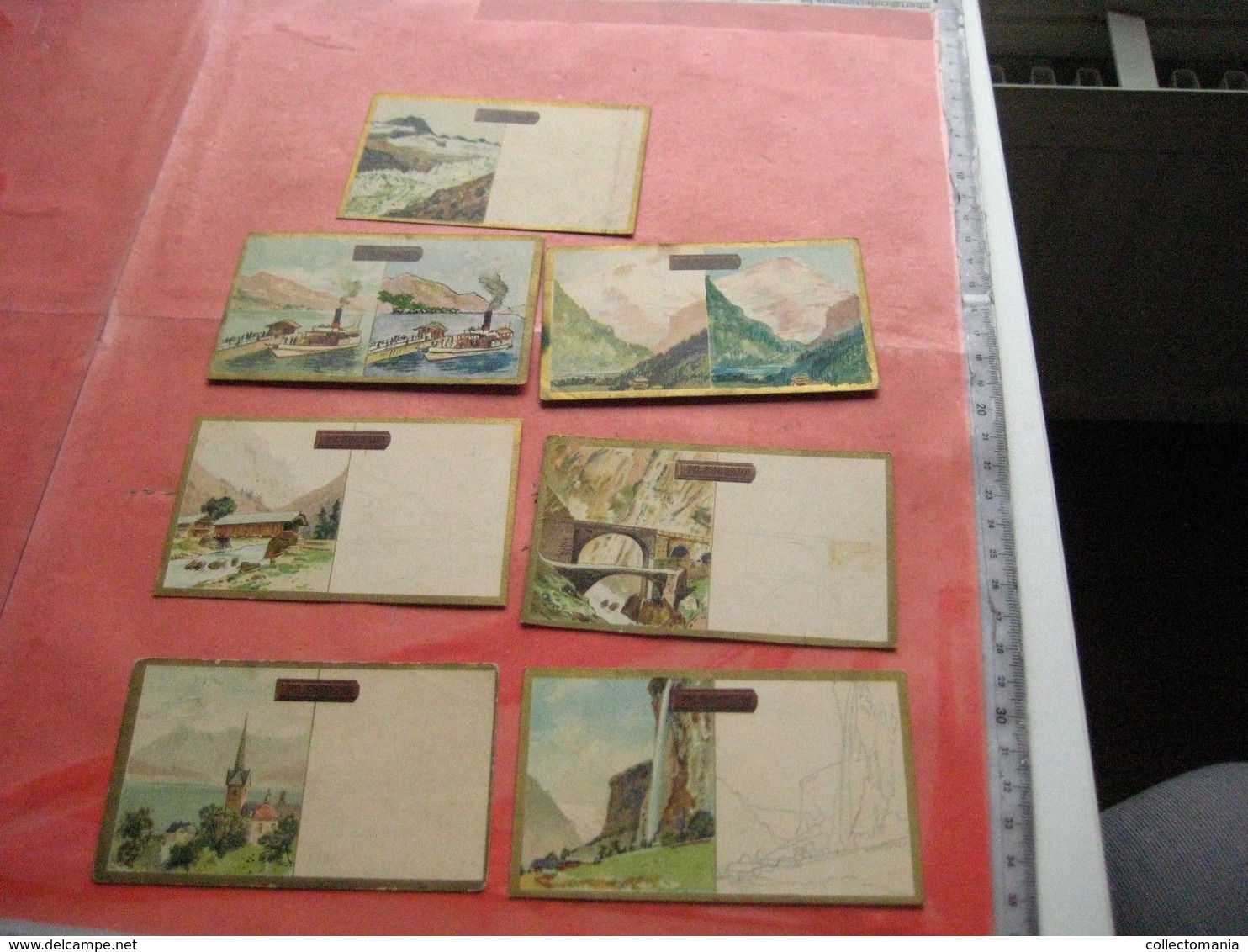 7 Cards Litho C1900 Chocolate SUCHARD Section V Nr 22 - White Part To Be Painted Similar By Child - Views From SUISSE - Verzamelingen