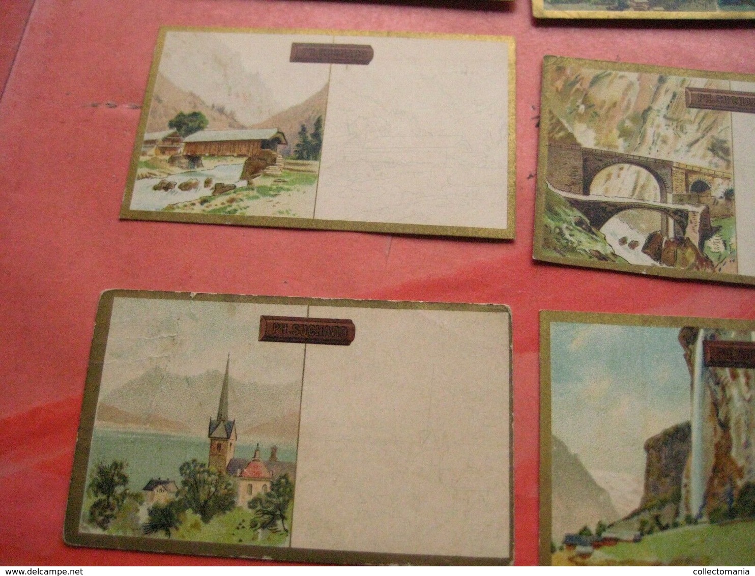 7 Cards Litho C1900 Chocolate SUCHARD Section V Nr 22 - White Part To Be Painted Similar By Child - Views From SUISSE - Verzamelingen