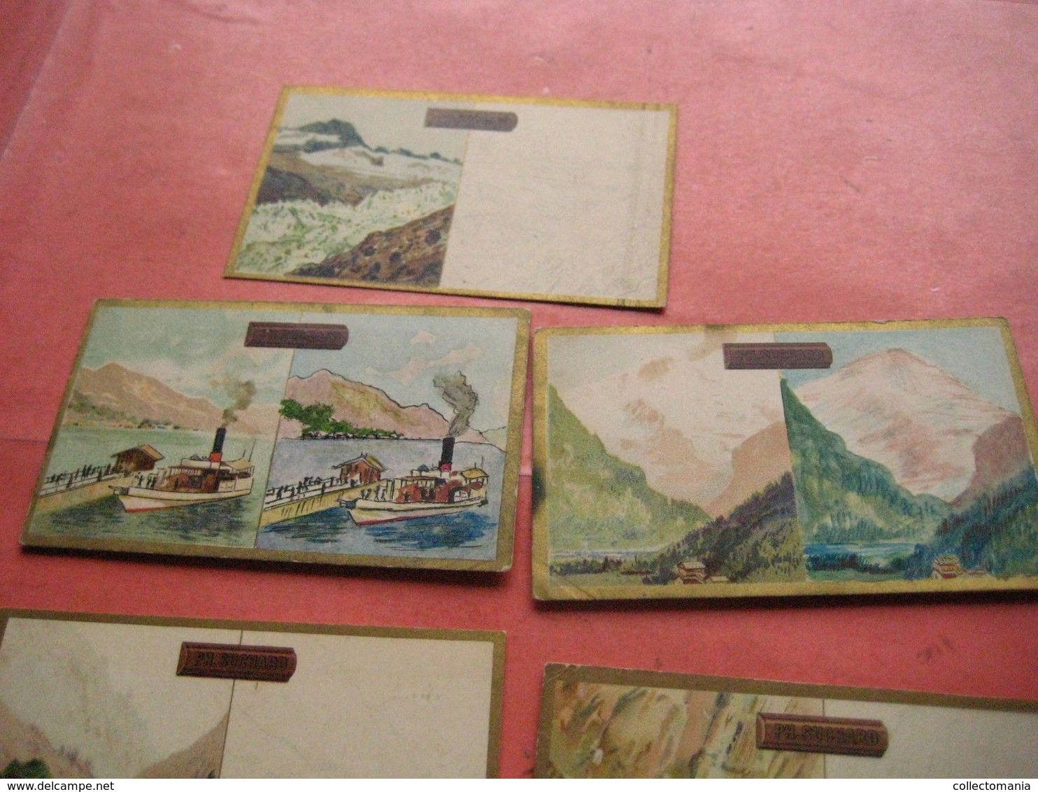 7 Cards Litho C1900 Chocolate SUCHARD Section V Nr 22 - White Part To Be Painted Similar By Child - Views From SUISSE - Verzamelingen