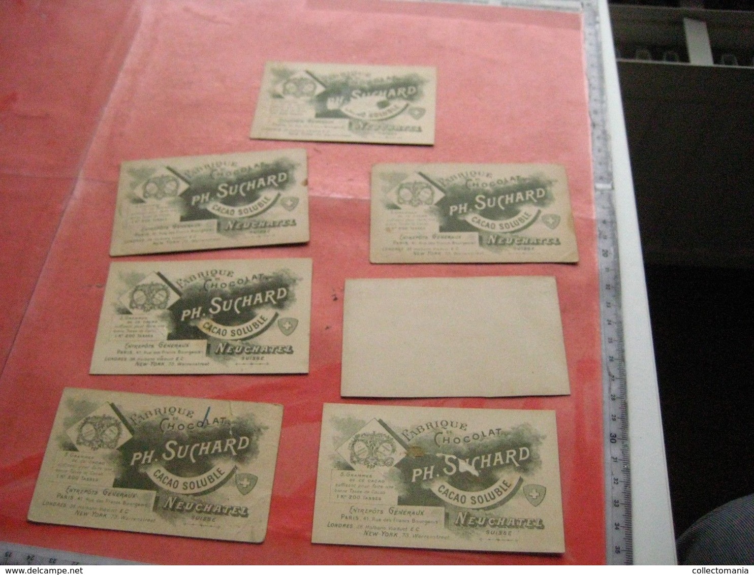 7 Cards Litho C1900 Chocolate SUCHARD Section V Nr 22 - White Part To Be Painted Similar By Child - Views From SUISSE - Collezioni