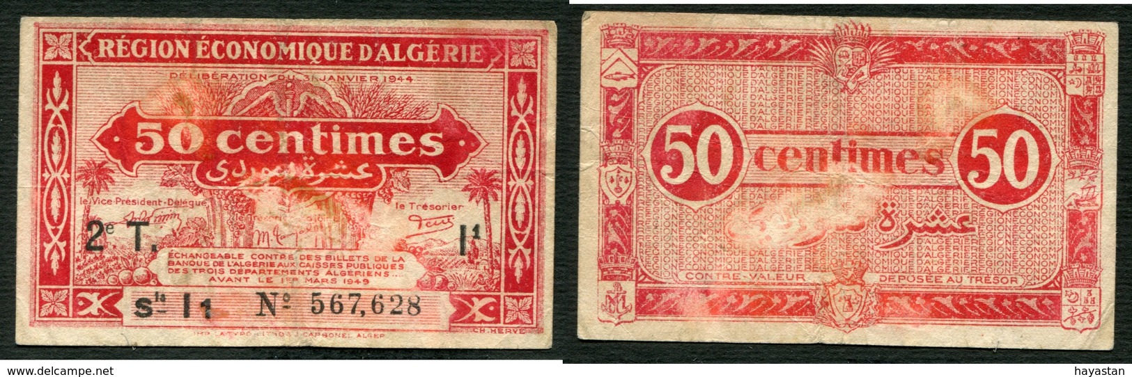 ALGERIE FRANCAISE - 50 CENTIMES 1944 - Algérie