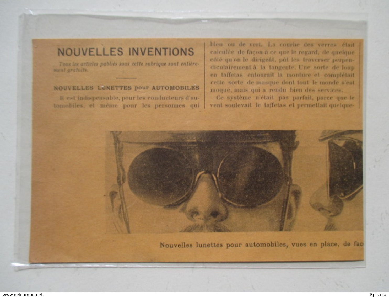 Voiture  Nouvelle Lunettes Pour Automobile    - Coupure De Presse De 1901 - Sun Glasses