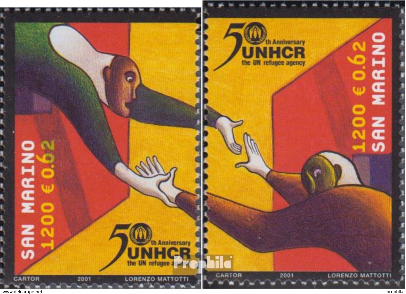 San Marino 1974-1975 (kompl.Ausg.) Postfrisch 2001 50Jahre UNHCR - Neufs