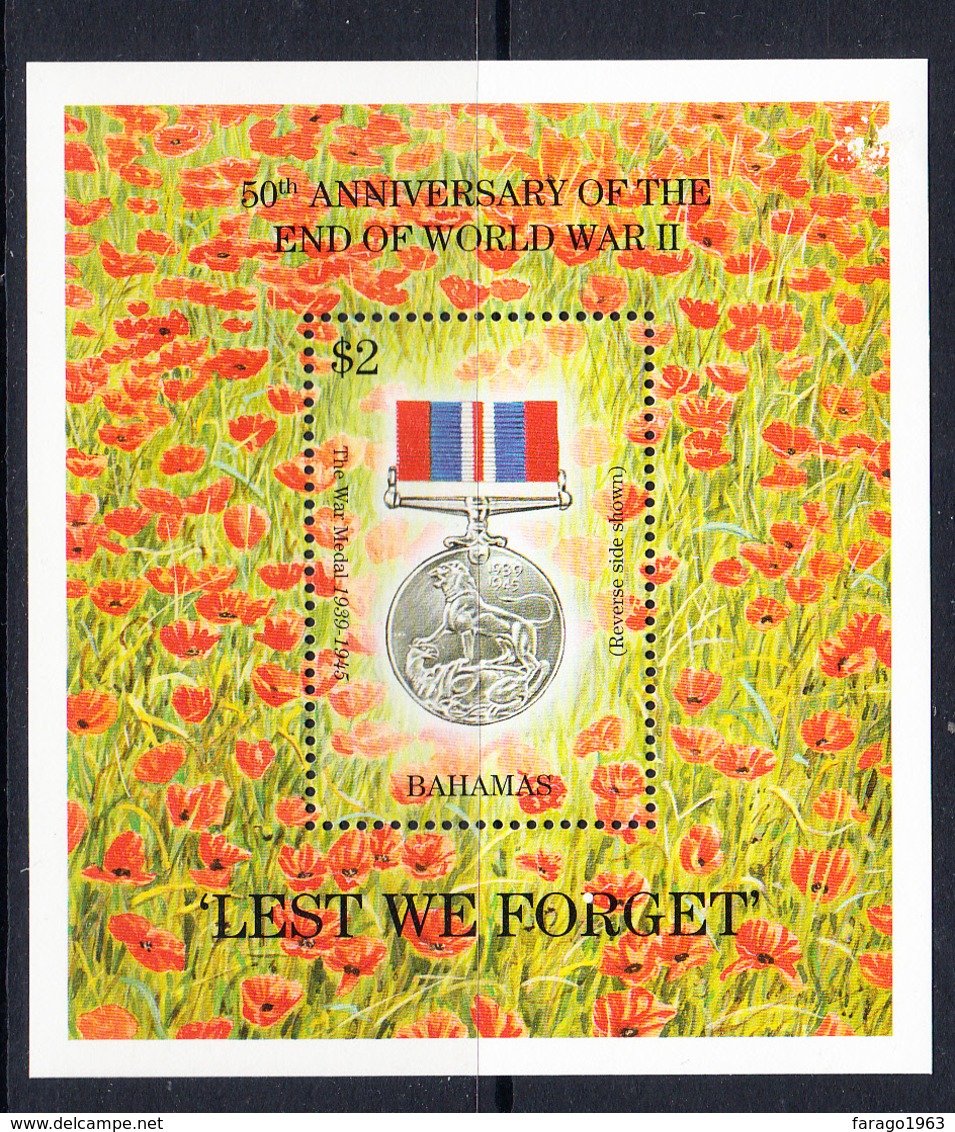 1995 Bahamas End Of World War II Medal  JOINT ISSUE Souvenir Sheet MNH - Bahamas (1973-...)