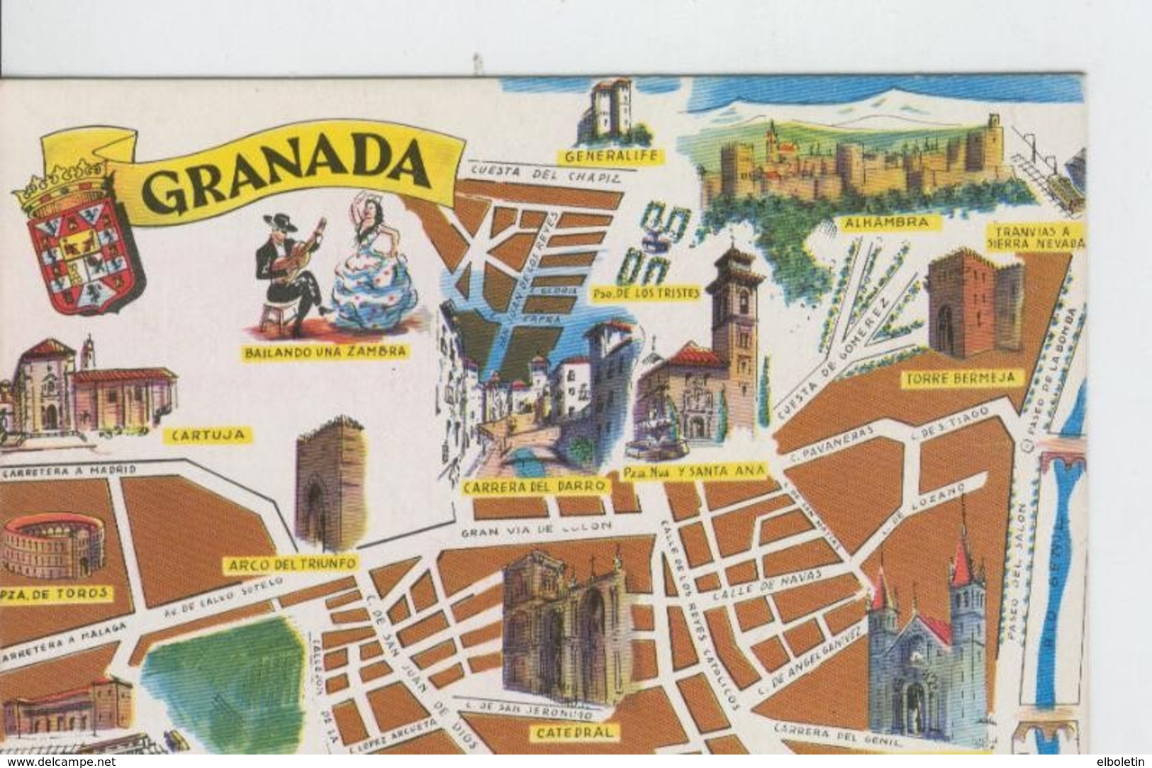 Postal 6653 : Plano Ciudad Y Monumentos De Granada - Zonder Classificatie