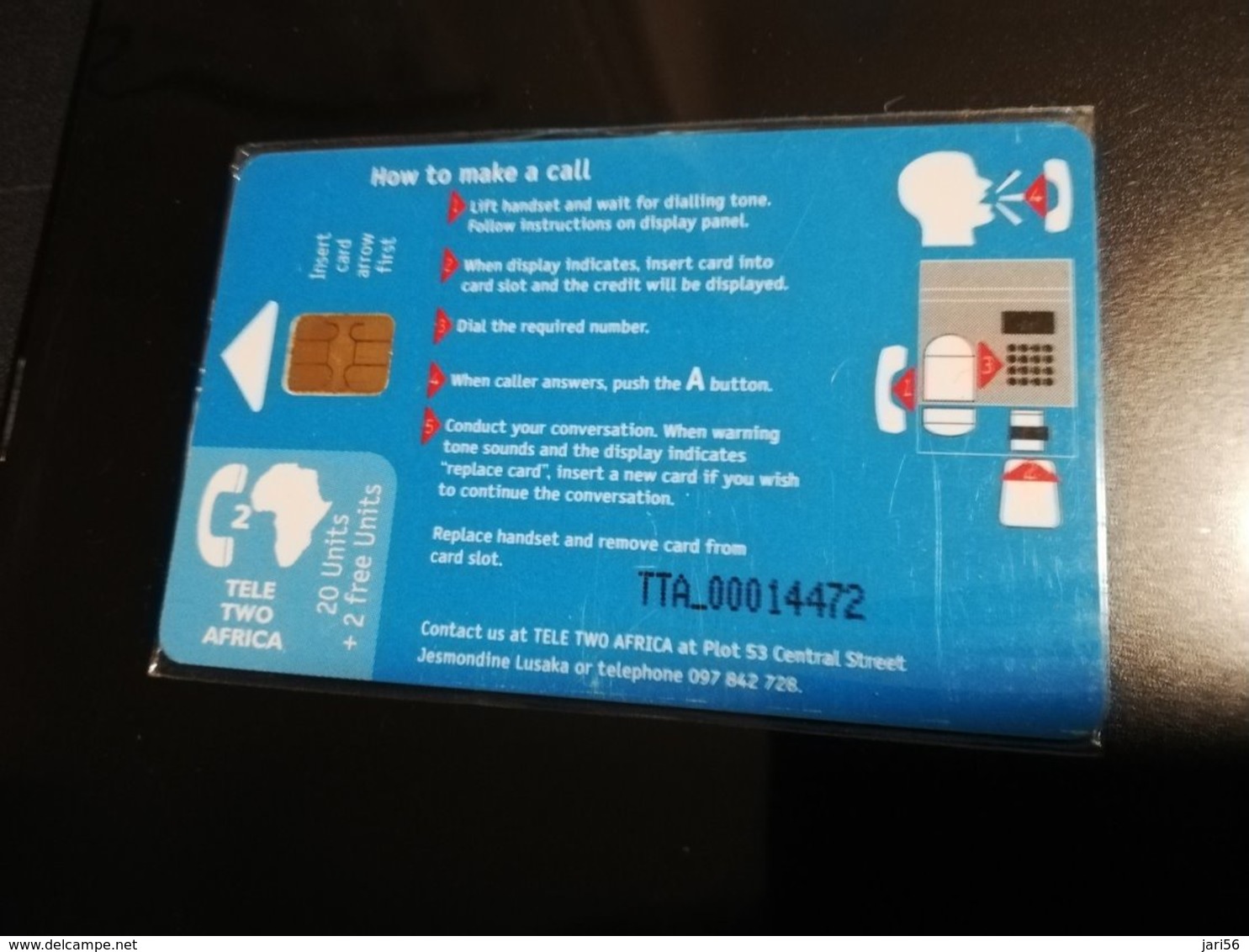 ZAMBIA  CHIPCARD  20+2 UNITS  TELE 2  SATTELITE DISH  USED CARD **1047** - Zambia