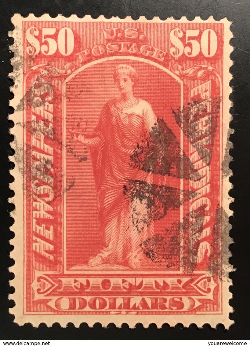 US Scott PR124 RARE USED 1895-97 Newspaper And Periodical Stamps WITH WMK 50 Dollar (USA Timbres Pour Journaux - Newspaper & Periodical