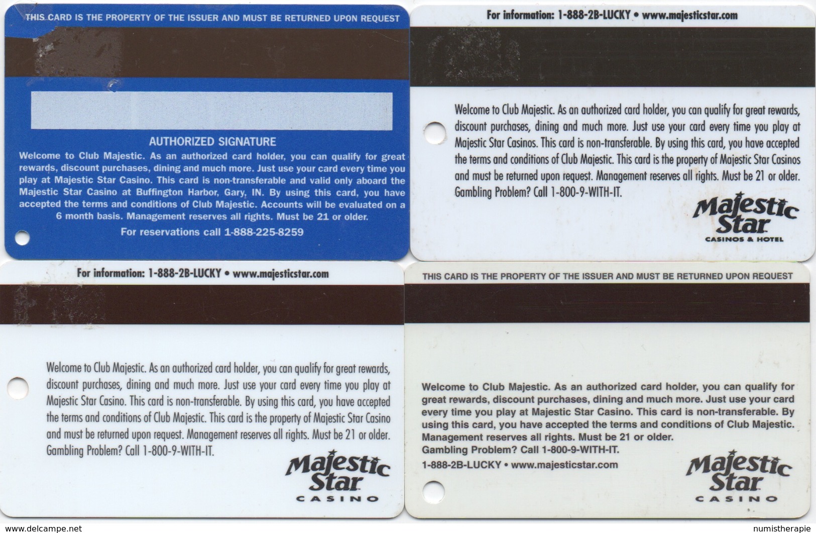 Lot De 4 Cartes : Majestic Star Casino : Gary IN - Cartes De Casino