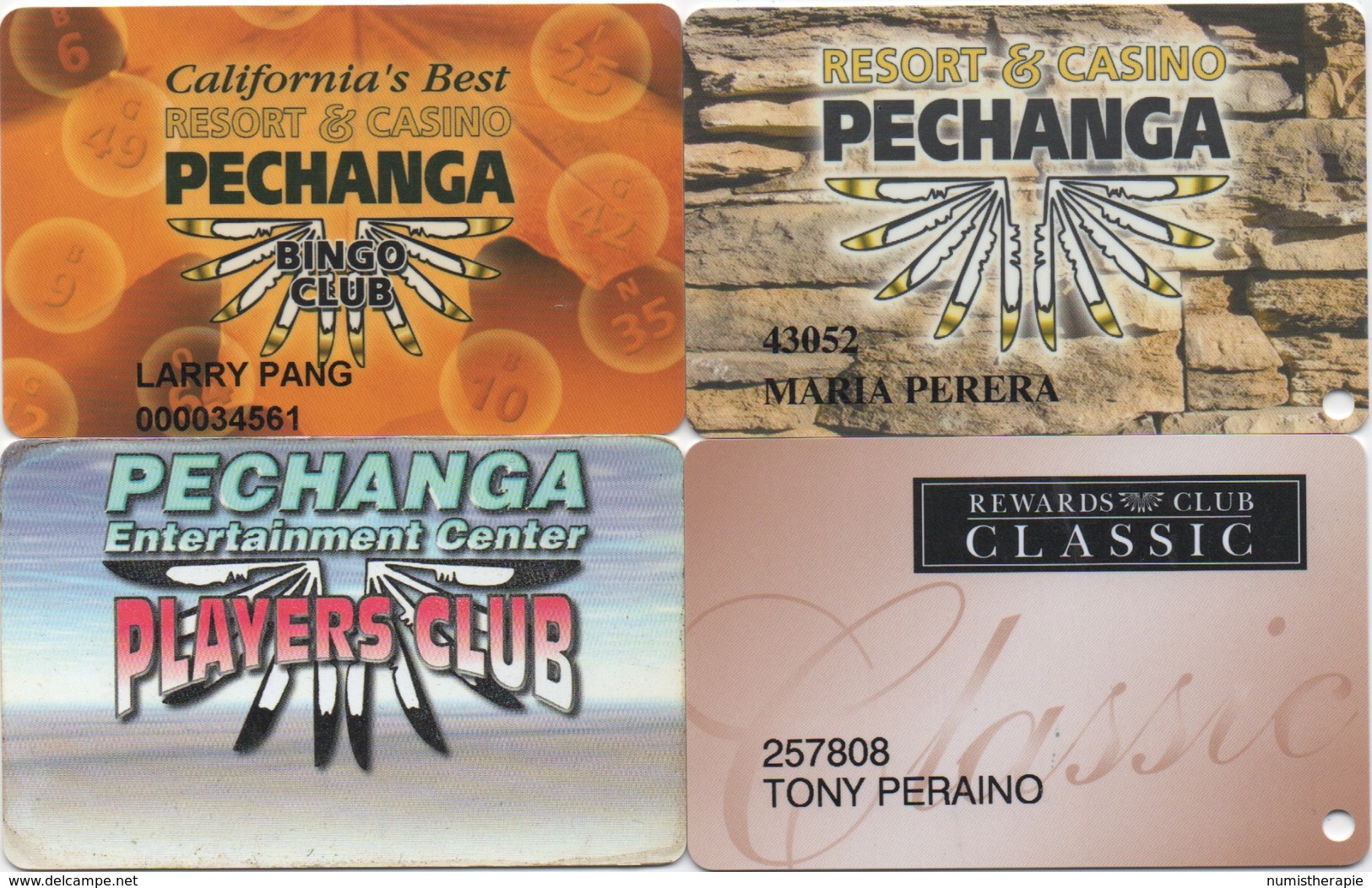 Lot De 4 Cartes : Pechanga Resort & Casino CA - Cartes De Casino