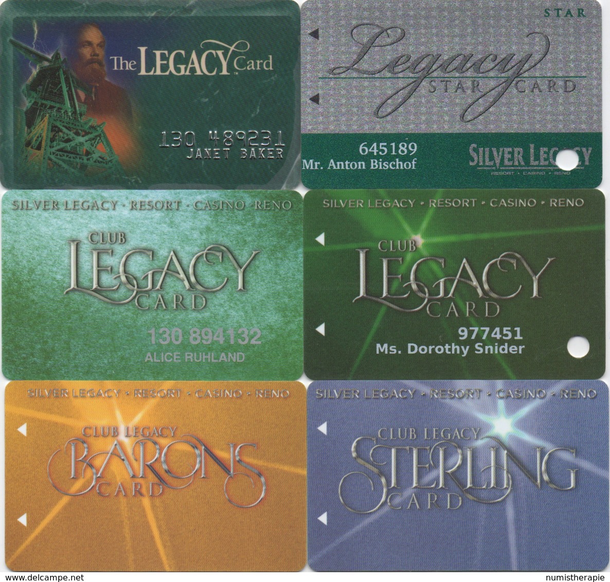 Lot De 6 Cartes : Silver Legacy Resort Casino : Reno NV - Cartes De Casino