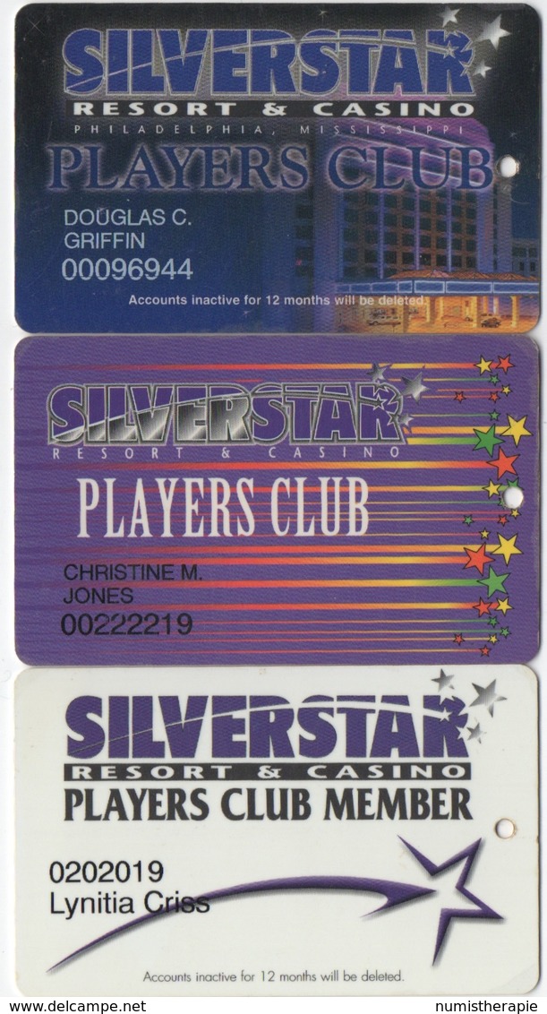 Lot De 3 Cartes : Silverstar Resort & Casino : Philadelphia MS - Cartes De Casino