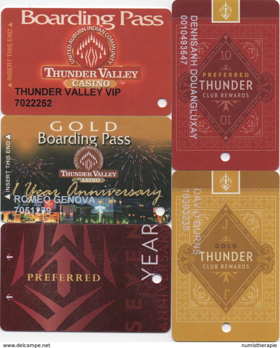 Lot De 5 Cartes : Thunder Valley Casino : Lincoln CA - Cartes De Casino