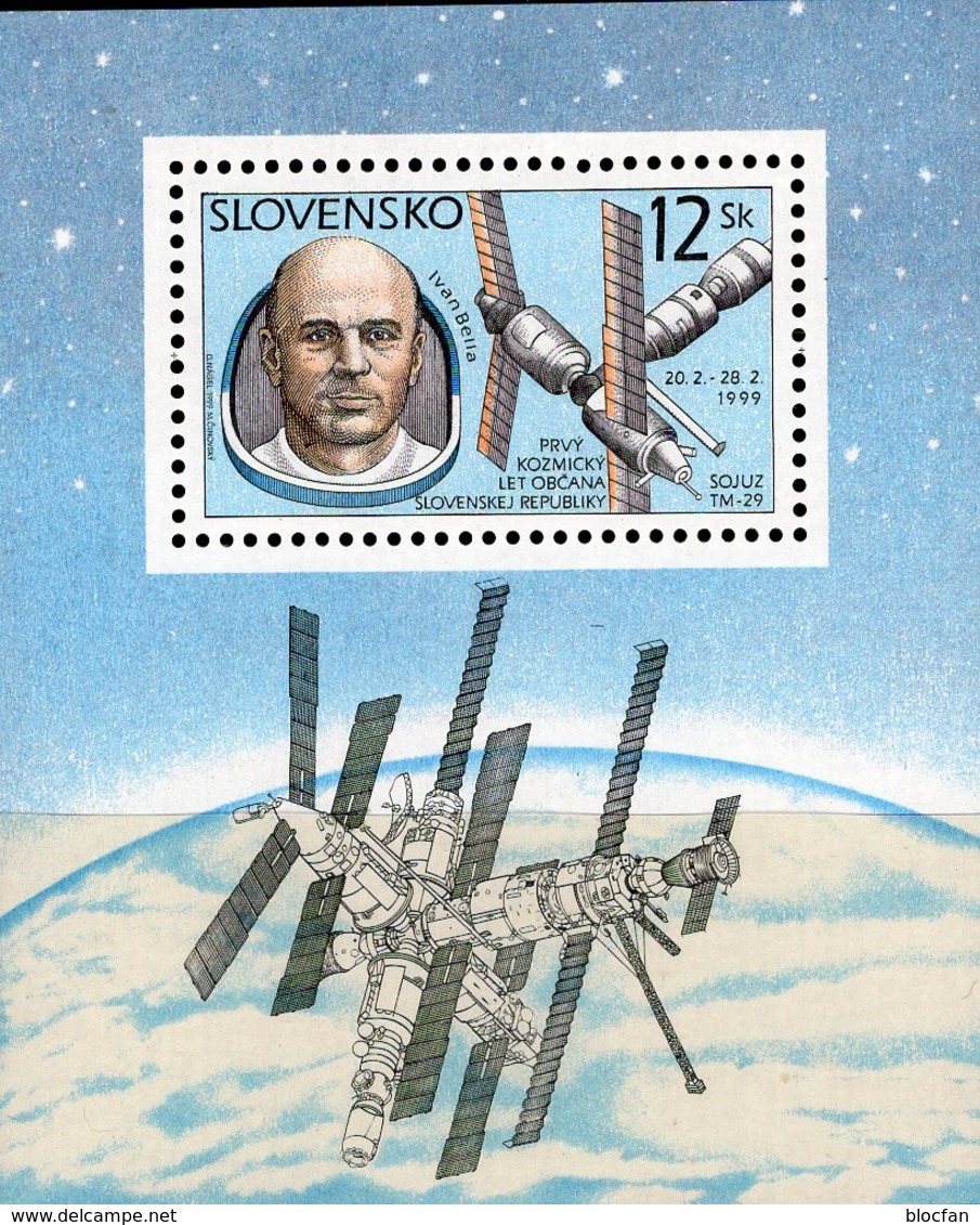 Interkosmos 1999 Slovensko Block 12 ** 2€ Kosmonaut Bella MIR Kosmos Sojus 29 M/s Hoja Bloc Space Sheet Bf Slowakei - Blocks & Kleinbögen