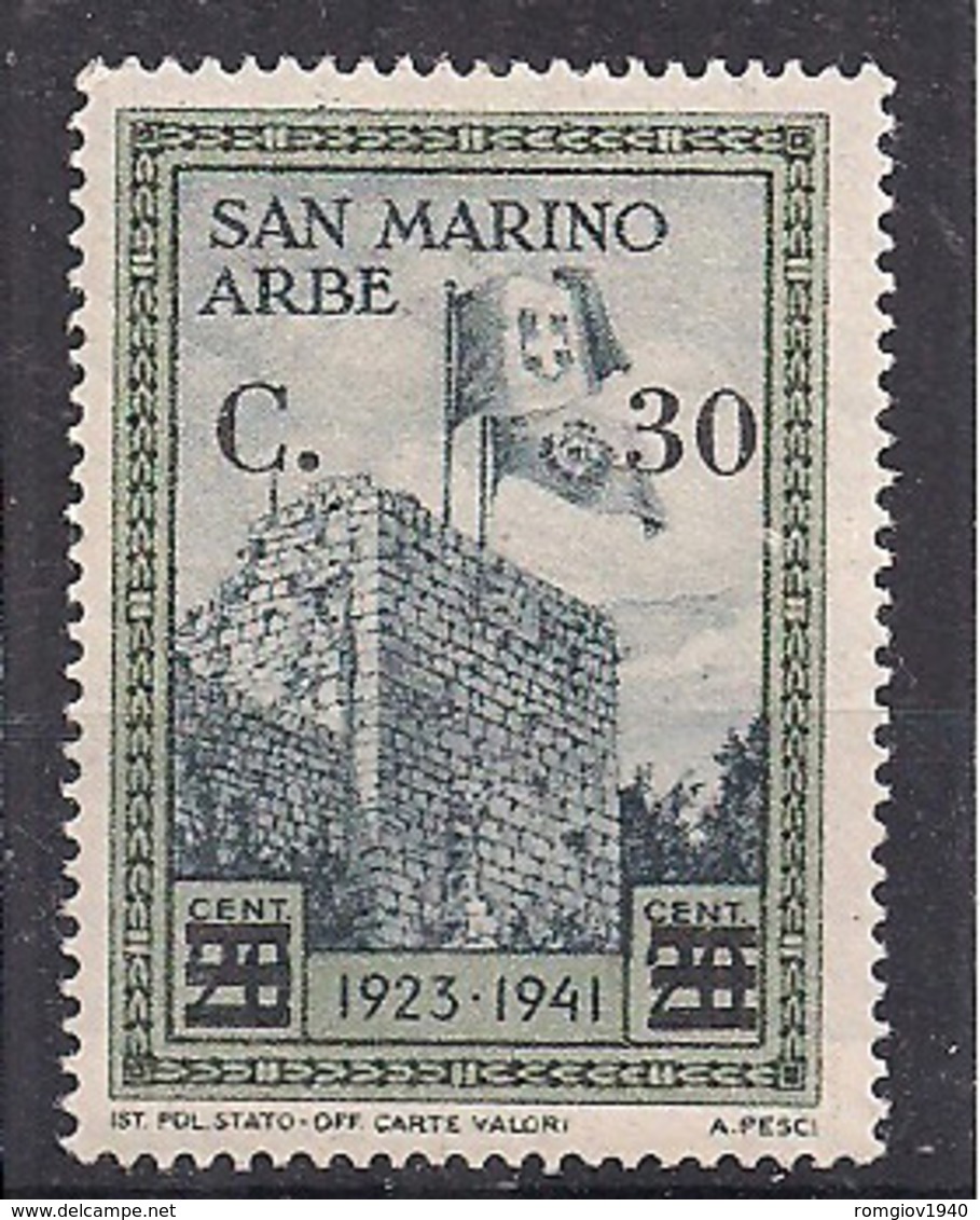 SAN MARINO 1942 FRANCOBOLLO DELLA SERIE "ARBE" SOPRASTAMPATO SASS. 226 MLH VF - Nuevos