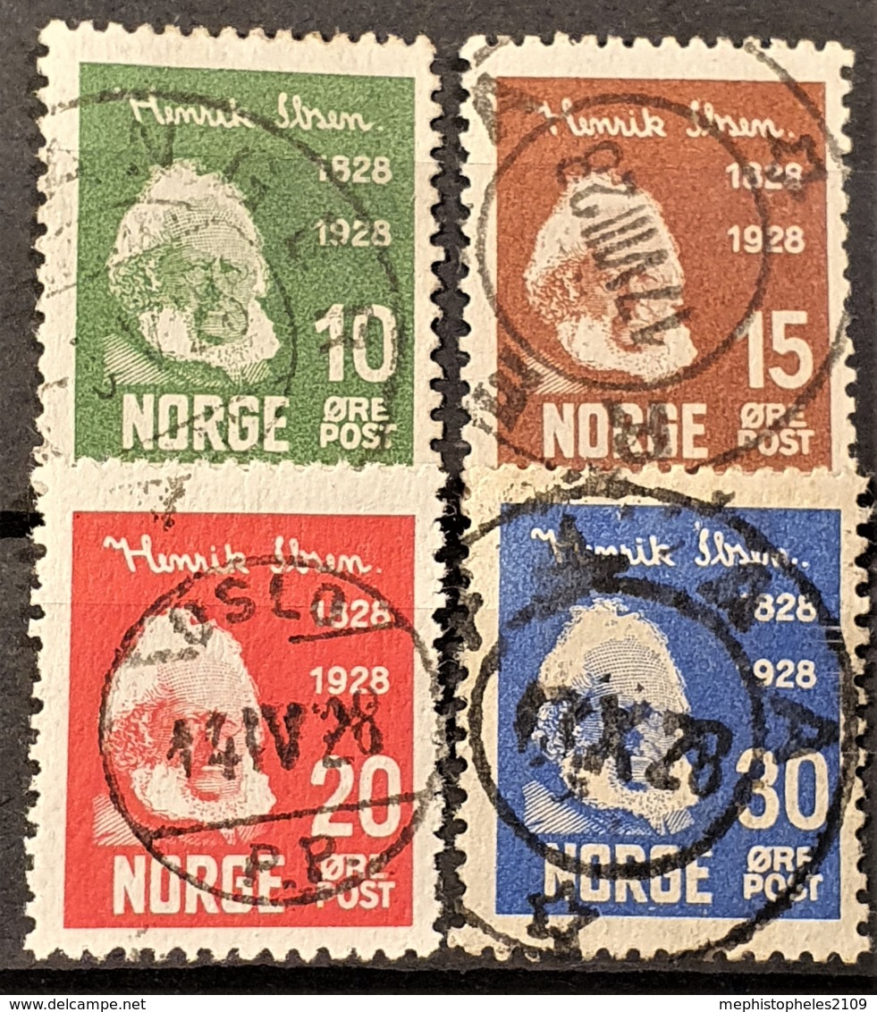 NORWAY 1928 - Canceled - Sc# 132-135 - Complete Set! - Ibsen - Gebruikt
