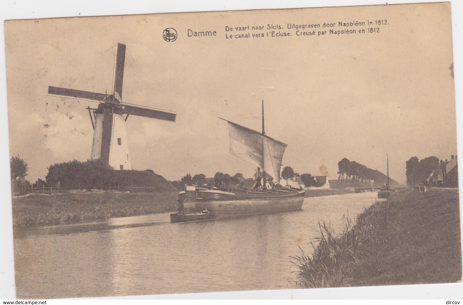 Damme - Damse Vaart Met Molen En Zeilboot - Damme