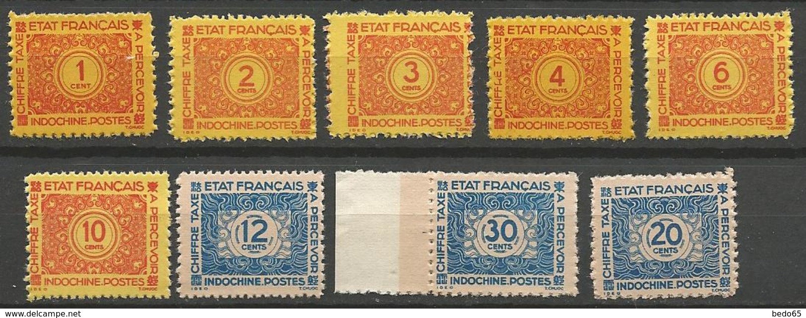 INDOCHINE  TAXE N° 75 à 83 NEUF(*) Sans Gom Et SANS CHARNIERE - Postage Due