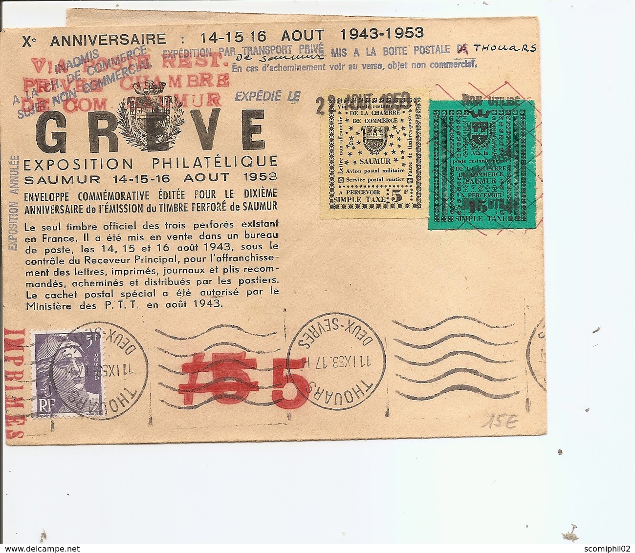 France ( Lettre De Période De Grève De 1953 à Voir) - Other & Unclassified