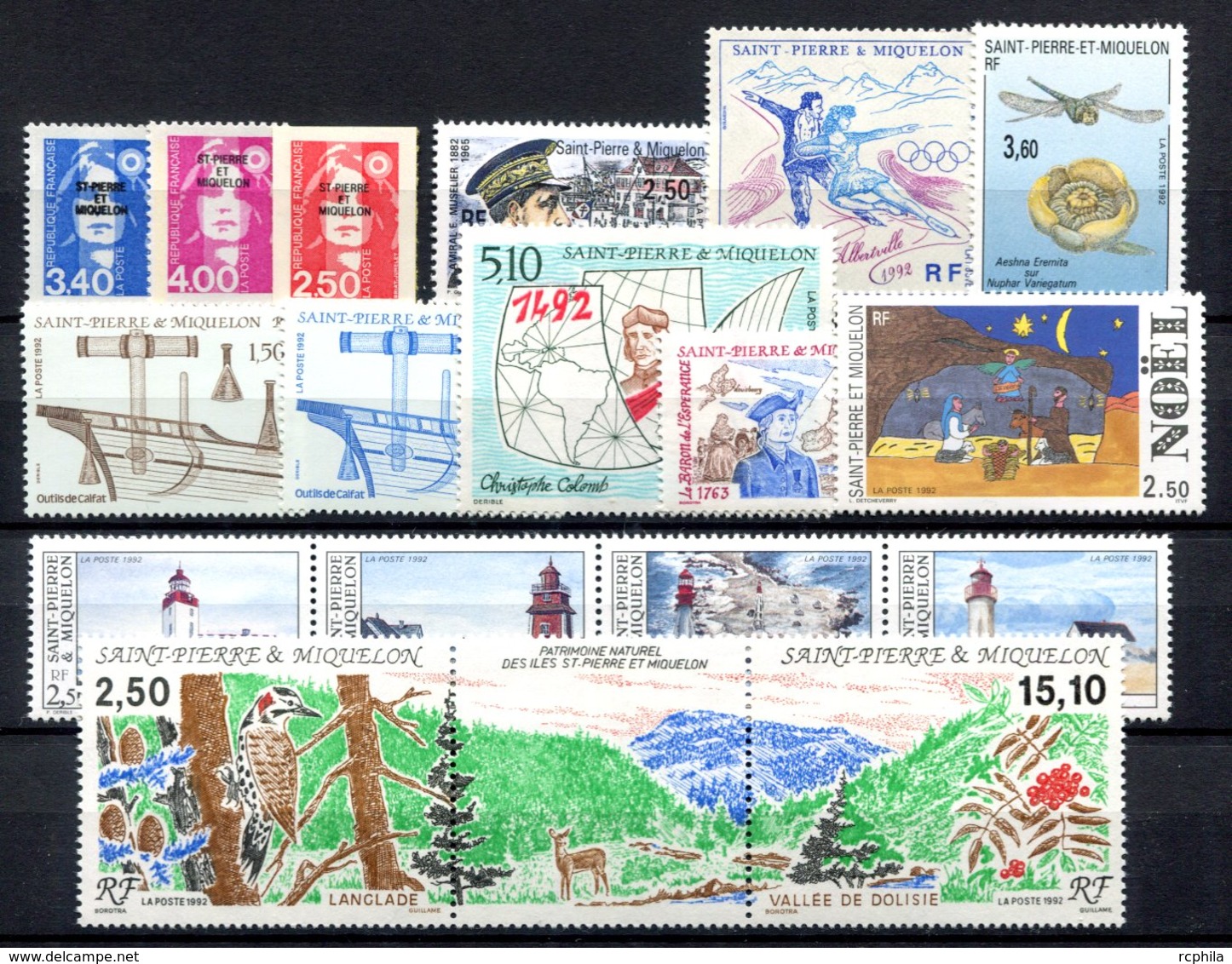 RC 16394 ST PIERRE ET MIQUELON COTE 33,70€ - 1992 ANNÉE COMPLETE SOIT 17 TIMBRES N° 555 / 571 NEUF ** MNH TB - Années Complètes