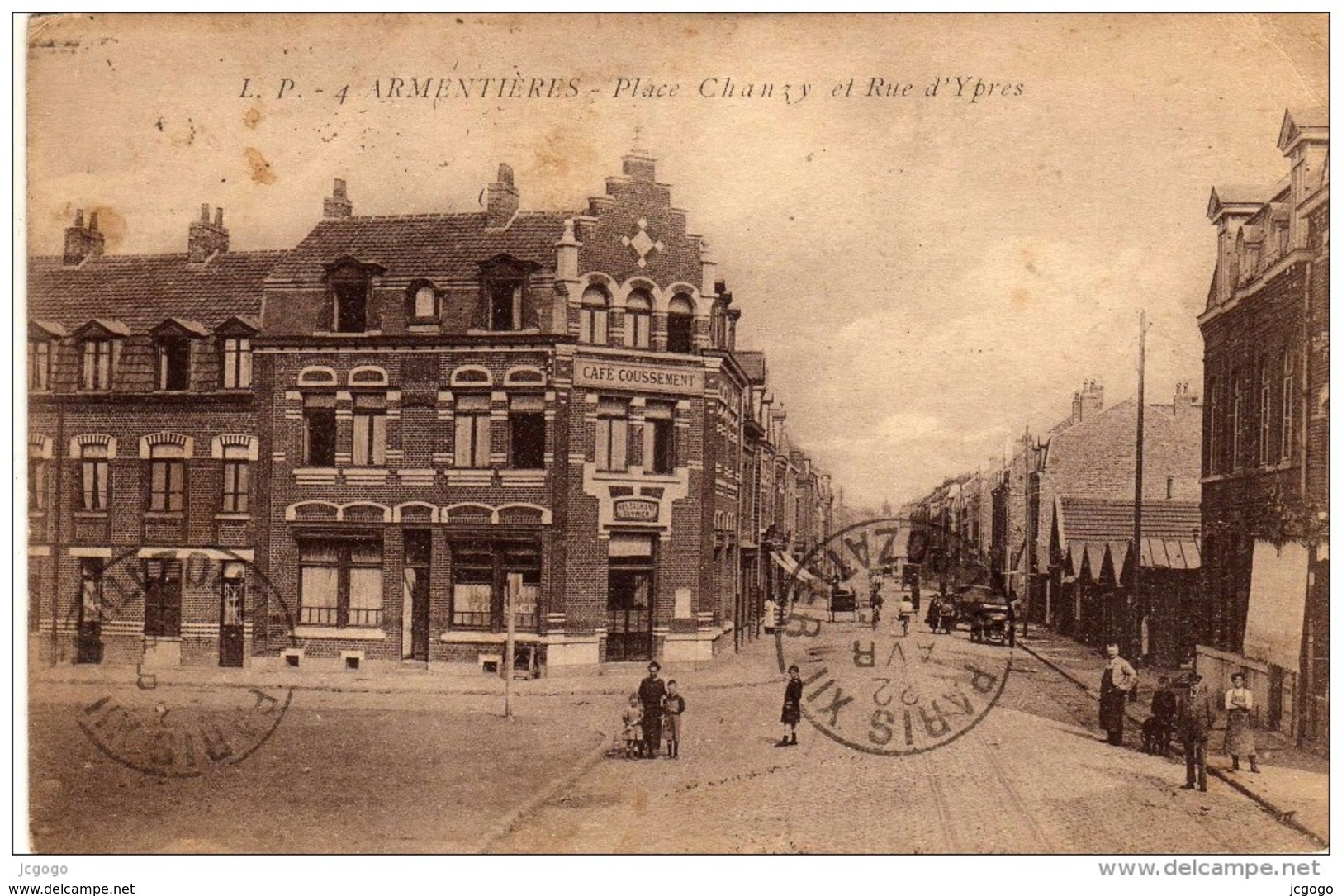 ARMENTIERES  Place Chanzy Et Rue D'Ypres  Carte écrite En 1925  2 Scans  TBE - Armentieres