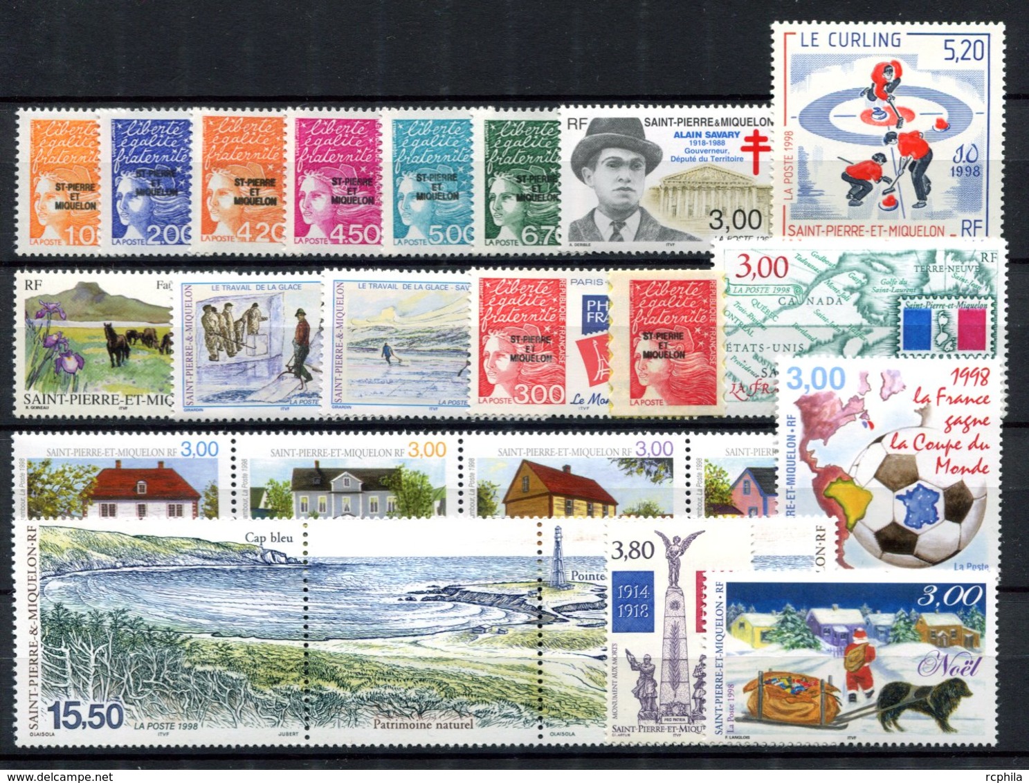 RC 16414 ST PIERRE ET MIQUELON COTE 44,25€ - 1998 ANNÉE COMPLETE SOIT 23 TIMBRES N° 663 / 685 NEUF ** MNH TB - Ongebruikt