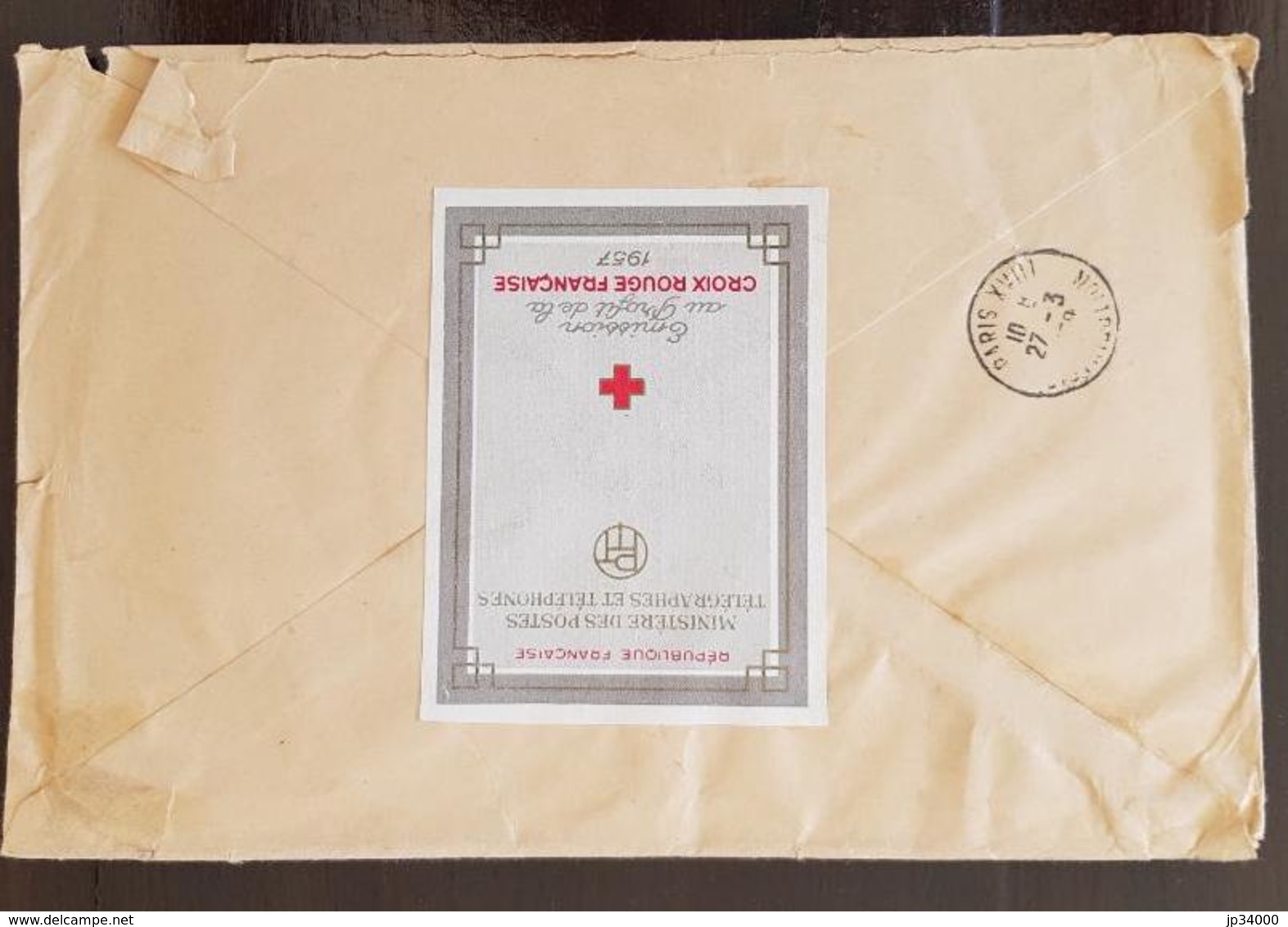 FRANCE Carnet Croix Rouge 1957 Complet Sur Lettre Recommandée. Pour PARIS 61 - Croix Rouge